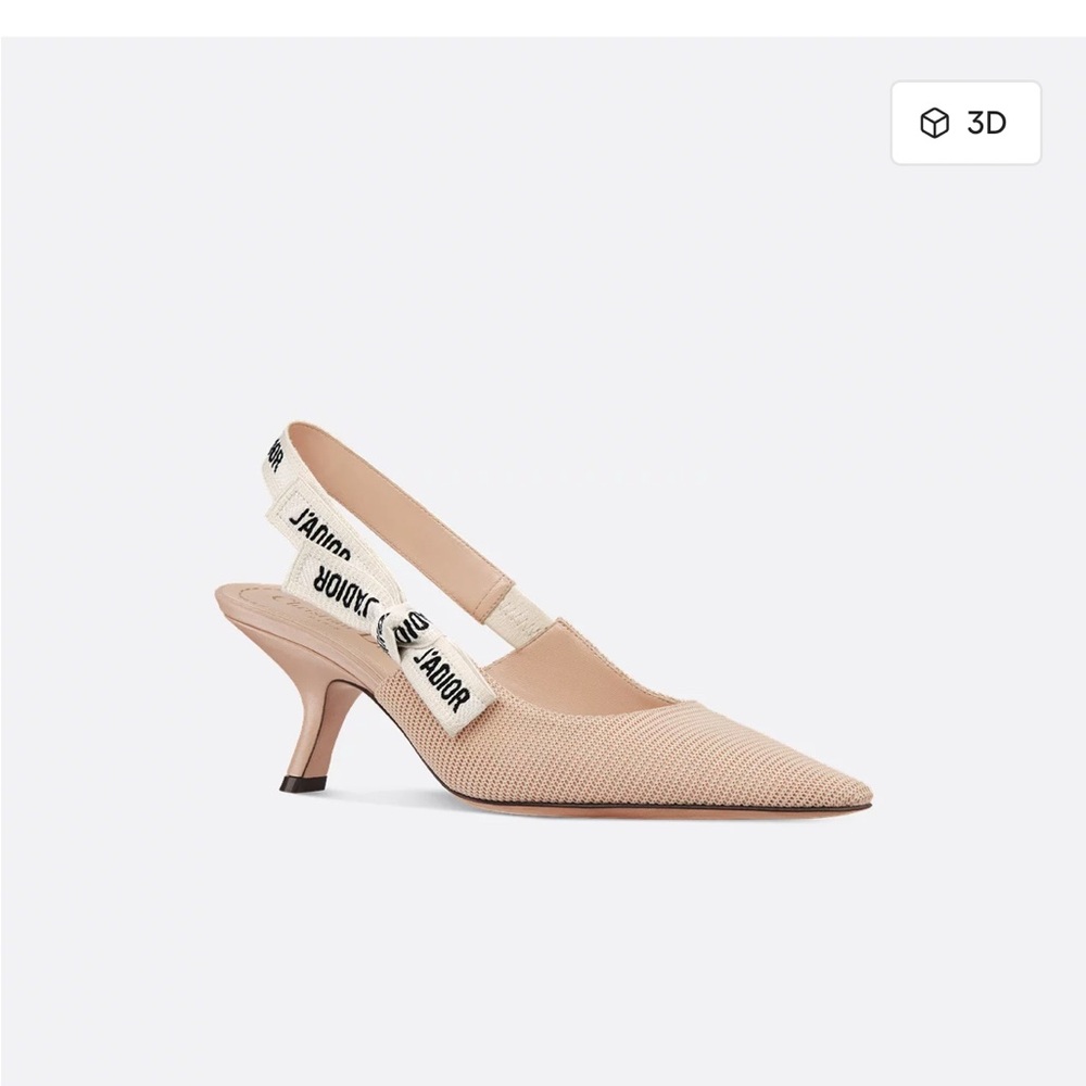 Dior Tan Kitten Heel Slingback Pumps